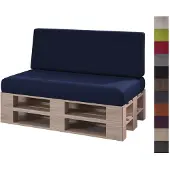 Sunnypillow 2er Palettenkissen Set mit abnehmbarem Bezug Sitzkissen + Rückenkissen | Blau |
