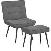 vidaXL Relaxsessel mit Hocker Dunkelgrau Samt