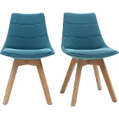 Miliboo - Skandinavische Stühle mit Stoff in Blaugrün (2er-Set) MATILDE