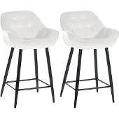 CLP 2er Set Barhocker Gibson Samt, Sitzhöhe 76 cm cremeweiß