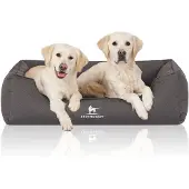 Knuffelwuff Orthopädisches Wasserabweisendes Hundebett Leon aus Velours mit Handwebcharakter XXL 120 x 85cm Anthrazit