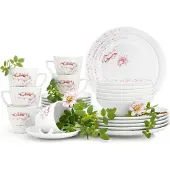 Konsimo Mittags- und Kaffeeset für 6 Personen (30 Stück) "BOSS", Weiß, Porzellan, Elegant, 20,5/18/27/17,5cm | 350 ml