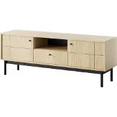 Bettso RTV-Schrank TV-Schrank mit Schublade TV-Tisch auf hohen Beinen PANDA Eiche lineo