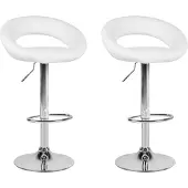 Beliani Trendy Barhocker Weiß / Silber Kunstleder Höhenverstellbar Drehbar Modern