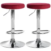 CLP 2er Set Barhocker Ponte Samt höhenverstellbar und drehbar | Farbe rot Material Gestell Metall in Chromoptik