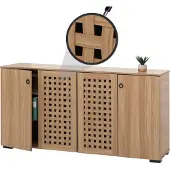 Mendler Sideboard MCW-N87, Kommode Schrank Anrichte, 3D-Flecht-Design 4 Türen 9 Staufächer 83x159x37cm braun