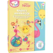 Carletto Deutschland Nähset Filz Anhänger Bastelset ab 8 Jahren mit Herzen, Flamingo, Sonnen Motiven, inkl. Perlen & Glöckchen