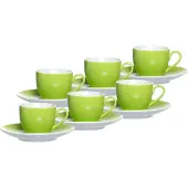 Ritzenhoff & Breker DOPPIO Espressotasse mit Untertasse 80 ml 6er Set grün