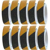 Vago-Tools 10x Antirutschband Selbstklebend 25mm x 5m Klebeband schwarz-gelb Tape