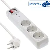 InLine Steckdosenleiste, 3-fach Schutzkontakt, ÜSS, weiß