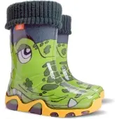 Demar Kinder Bunte Gummistiefel Kinderschuhe Regenschuhe mit Einlage Krokodil Gefüttert 22/23