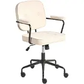 Beliani Bürostuhl Hellbeige Stoff mit Gebremsten Rollen Armlehnen Höhenverstellbar Klassisch Retro Arbeitsstuhl Home-Office Wohnzimmer