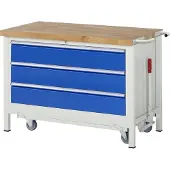 RAU Werkbank mit Fahrgestell 8357, B1250xT700xH880mm, 3x Schublade-TA