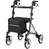 Bischoff & Bischoff Alevo Alu Rollator, faltbar – Leichtgewicht-Rollator für drinnen und draußen, Gehwagen mit stabilem Sitz und abnehmbarer Tasche