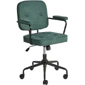 Beliani Bürostuhl Dunkelgrün Stoff mit Gebremsten Rollen Armlehnen Höhenverstellbar Klassisch Retro Arbeitsstuhl Home-Office Wohnzimmer
