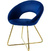 ML-Design Esszimmerstuhl mit runder Rückenlehne, Blau, aus Samt Metallgestell