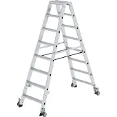 Proregal Stufen-Stehleiter beidseitig begehbar mit Rollen 2x8 Stufen