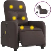 vidaXL Massagesessel Elektrisch Dunkelbraun Stoff