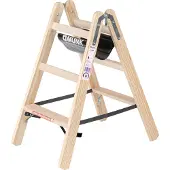 Proregal Stufen-Stehleiter Holz beidseitig begehbar 2x3 Stufen