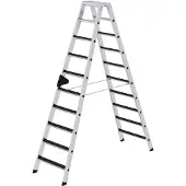 MUNK Günzburger Steigtechnik Stufen-Stehleiter beidseitig begehbar mit clip-step R13 2x10 Stufen