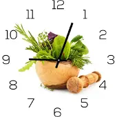 Levandeo Wanduhr aus Glas 30x30cm Uhr als Glasbild Küche Kräuter Gewürze Deko