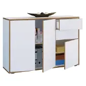 VCM Holz Kommode | Sideboard mit Drehtüren und Schubladen | Büromöbel | Maße ca H. 74 x B. 110 x T. 32cm - Salia
