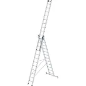 MUNK Günzburger Steigtechnik Günzburger Mehrzweckleiter 3tlg. Alu 3x12 Sprossen Arbeits-Höhe 9700mm - 33312