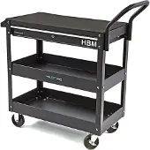 HBM Werkzeugwagen mit 3 Etagen, Schublade und Reck, 87 cm, schwarz