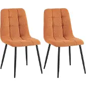 CLP 2er Set Esszimmerstuhl Tilde gepolstert mit Rückenlehne bis 150 kg belastbar orange Material Cord