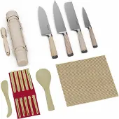 Klarstein Shibui Sushi Set Zum Selber Machen - 15-teiliges DIY Sushi Set mit Edelstahlmessern, Bambusmatten & Zubehör für Anfänger & Profis