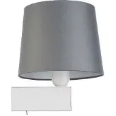Licht-Erlebnisse Wohnliche Wandleuchte mit Schalter Weiß Grau E27 Stoffschirm Wohnzimmer Schlafzimmer Wandlampe