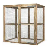 FATMOOSE Voliere CheeryChicken Cove aus Holz für Hühner - 121x179x183 cm