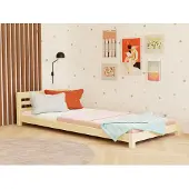 Benlemi Niedriges Kinder-Einzelbett TULY mit Kopfteil 90x200 cm Salbeigrün