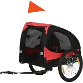 MEIYOU Hundeanhänger,klappbarerFahrradanhängerfürHunde,wasserbeständig,Oxfordstoff,Metall,140x71x83cm,Rot