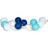 Levandeo 10er Lichterkette LED Kugeln Lampions Baumwolle Blau Weiß Baumwolle Warmweiß