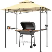Slyrun LED Gartenpavillon 240x150cm wasserdicht feuerfest Doppeldach Grillpavillon Partyzelt