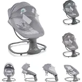 Moni Babywippe Axel 3 in 1 Schaukelfunktion Stubenwagen, Fernbedienung, Melodien grau