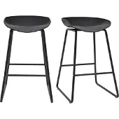 Miliboo - Design-Barhocker Schwarz mit Metallbeinen (2 Stk.) PEBBLE