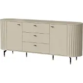 Bettso Elegante zweitürige abgerundete Kommode mit geräumigen Schubladen auf hohen Beinen gefräst ZANTE Schwarz Kaschmir Beige