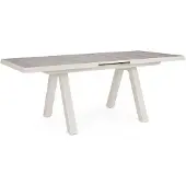 Natur24 Tisch Krion 163-203 x 93 x 77 cm Aluminium Keramik Weiß Grau