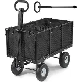 Vevor Bollerwagen, 544 kg, Handwagen, Transportwagen mit Luftreifen, verstellbarem Griff, abnehmbaren Seitenwänden, Strandwagen, Campingwagen, Gartenwagen zur Befestigung an ATV oder Traktor, Schwarz