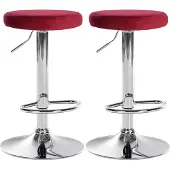 CLP 2er Set Barhocker Ponte Samt höhenverstellbar und drehbar rot Material Gestell Metall in Chromoptik