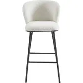 Vente-unique Barhocker 2er-Set - Bouclé-Stoff & Metall - Weiß - SENORASE