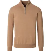 Casamoda Herren Strick-Troyer Zipper Regular Baumwolle Hellbraun 4XL
