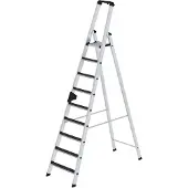 MUNK Günzburger Steigtechnik Stufen-Stehleiter einseitig begehbar mit clip-step R13 9 Stufen