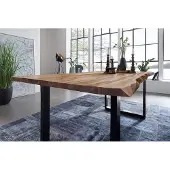 Sam Esstisch Baumkante massiv Akazie natur 180 x 90 schwarz NOAH