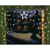 Mendler LED Lichtervorhang Sternenvorhang Lichterkette Sterne Deko 1 großer, 70 kleine Sterne