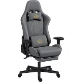 Welikera Ergonomischer Gaming-Stuhl mit 3D-Armlehnen, verstellbar, rollbarer Schreibtischstuhl mit Lendenstütze, Grau