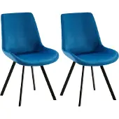 CLP 2er Set Esszimmerstuhl Lewes Samtbezug 360 Grad drehbar und gepolstert dunkelblau