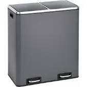 SVITA TM2X30 Treteimer 60 Liter Abfalleimer Mülleimer Design Mülltrennung Papierkorb Küchen-Ordnung Trennsystem Grau